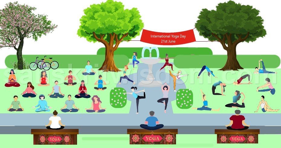 Picture description of Yoga day in Sanskrit