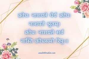 क्रोधः नाशयते धैर्यं, क्रोधः नाशयते श्रुतम् Sanskrit proverb or Subhashita on Wisdom