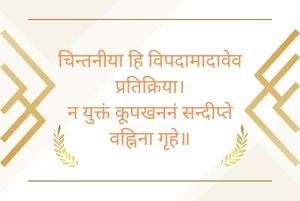 चिन्तनीया हि विपदामादावेव प्रतिक्रिया Sanskrit Proverb on Wisdom