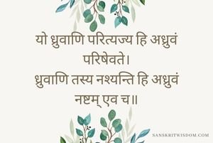 यो ध्रुवाणि परित्यज्य हि अध्रुवं परिषेवते Sanskrit Proverb on Advice